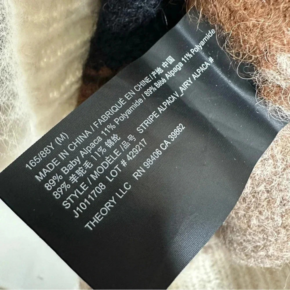 THEORY Striped Alpaca Wool V-Neck Sweater Size Medium - Picture 10 of 11